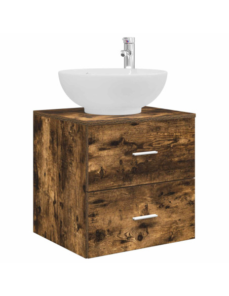 Set di mobili per il bagno 3 pz Rovere Fumo 49,5 x 44,5 x 65 cm