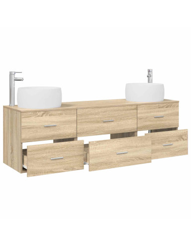 Set di mobili per il bagno 3 pz Rovere Sonoma
