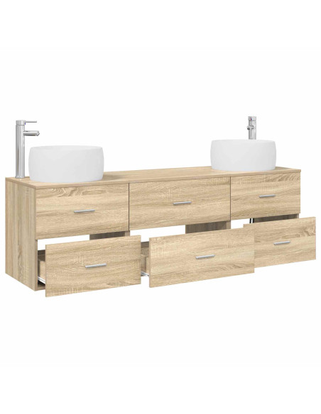 Set di mobili per il bagno 3 pz Rovere Sonoma
