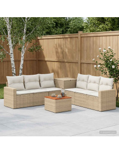 Set di divani 8 pz Beige e Bianco Crema