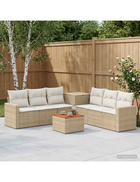 Set di divani 8 pz Beige e Bianco Crema