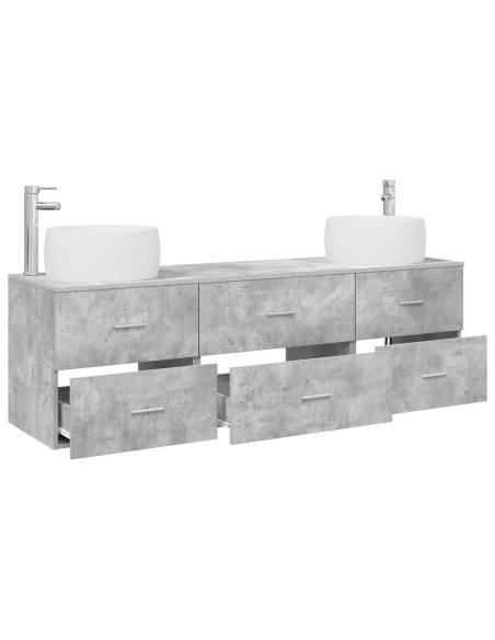 Set di mobili per il bagno 3 pz Grigio Cemento