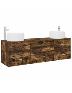 Set di mobili per il bagno 3 pz Rovere Fumo 49,5 x 44,5 x 66 cm 2