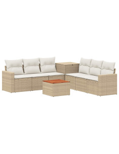 Set di divani 8 pz Beige e Bianco Crema 2