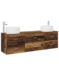 Set di mobili per il bagno 3 pz Legno antico 2