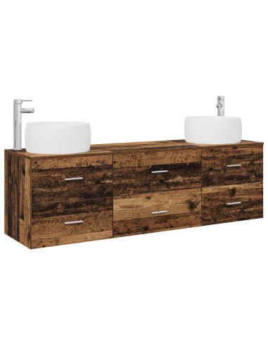 Set di mobili per il bagno 3 pz Legno antico