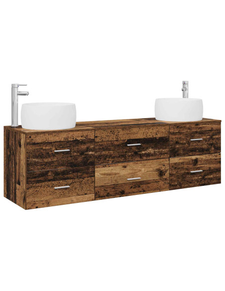 Set di mobili per il bagno 3 pz Legno antico