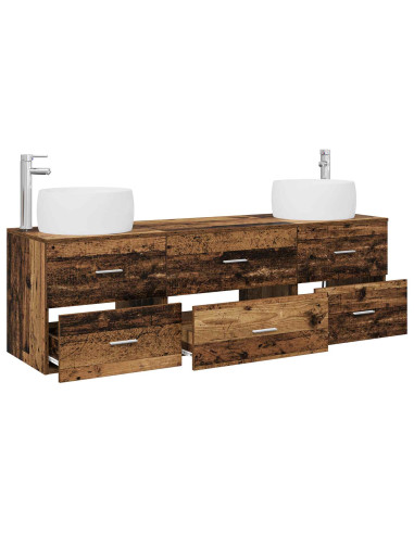 Set di mobili per il bagno 3 pz Legno antico