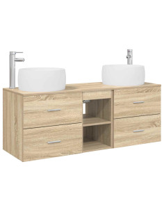 Set di mobili per il bagno 3 pz Rovere Sonoma 2