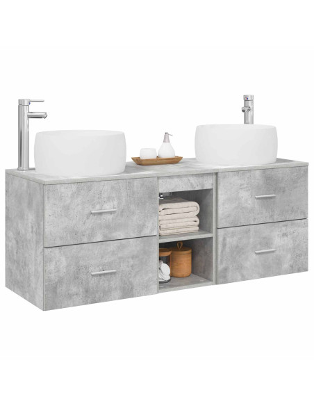 Set di mobili per il bagno 3 pz Grigio Cemento