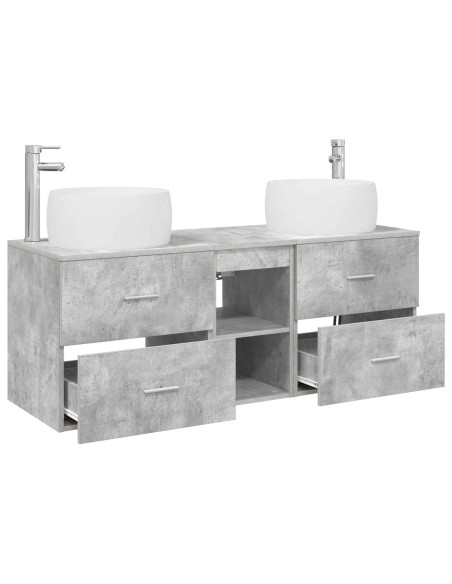 Set di mobili per il bagno 3 pz Grigio Cemento