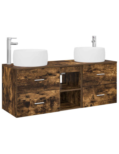 Set di mobili per il bagno 3 pz Rovere Fumo 49,5 x 44,5 x 66 cm