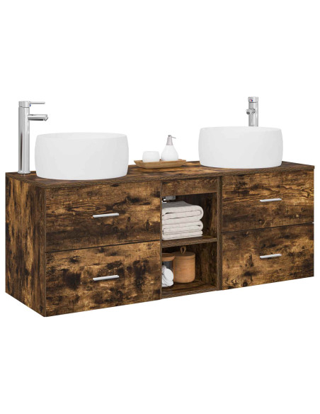 Set di mobili per il bagno 3 pz Rovere Fumo 49,5 x 44,5 x 66 cm