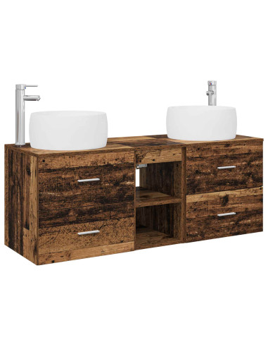 Set di mobili per il bagno 3 pz Legno antico