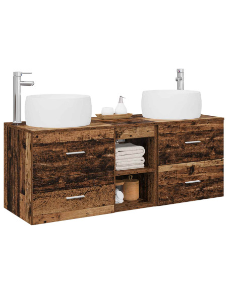 Set di mobili per il bagno 3 pz Legno antico