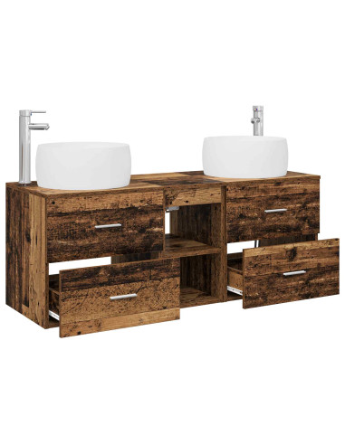 Set di mobili per il bagno 3 pz Legno antico