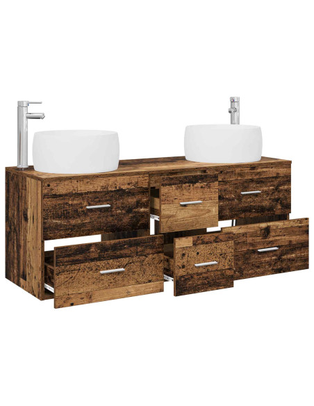Set di mobili per il bagno 3 pz Legno antico