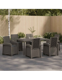 Set da Pranzo per Giardino 7 pz Grigio chiaro e Antracite PP