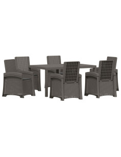 Set da Pranzo per Giardino 7 pz Grigio chiaro e Antracite PP 2