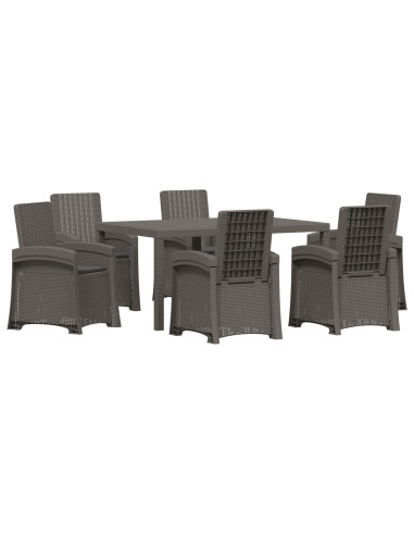 Set da Pranzo per Giardino 7 pz Grigio chiaro e Antracite PP