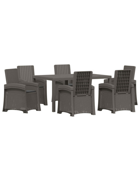 Set da Pranzo per Giardino 7 pz Grigio chiaro e Antracite PP