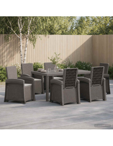 Set da Pranzo per Giardino 7 pz Grigio Chiaro PP
