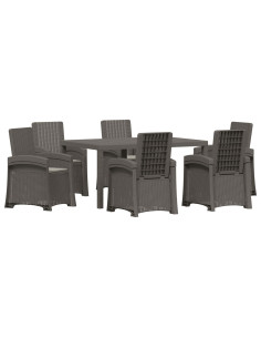 Set da Pranzo per Giardino 7 pz Grigio Chiaro PP 2
