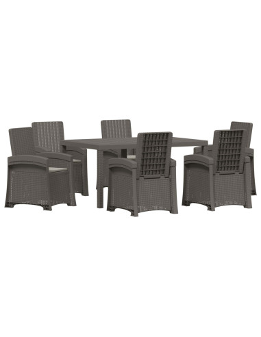Set da Pranzo per Giardino 7 pz Grigio Chiaro PP