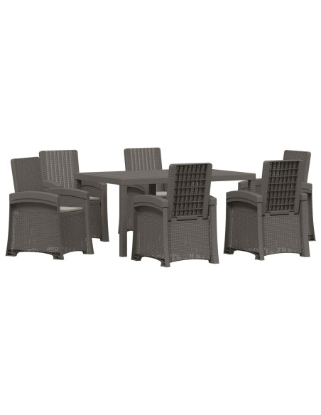 Set da Pranzo per Giardino 7 pz Grigio Chiaro PP