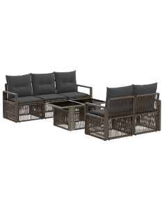 Set Divano da Giardino 6 pz Grigio e Grigio Scuro polyrattan 2