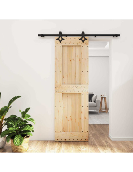 Porta scorrevole Naturale e Nero 70 x 210 cm