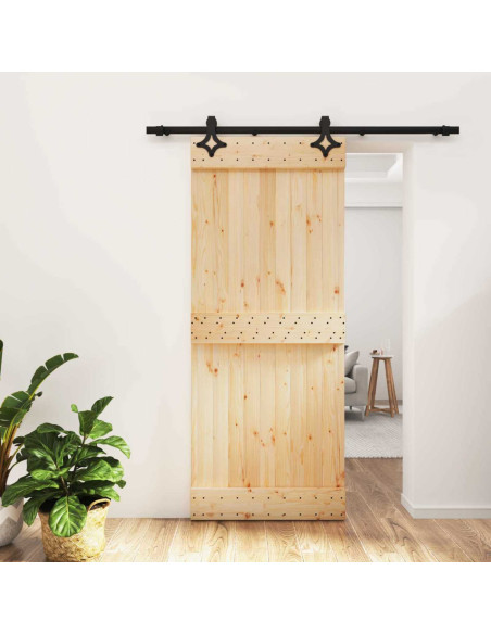 Porta scorrevole Naturale e Nero 85 x 210 cm