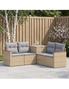 Set di divani 5 pz Beige e Grigio Chiaro