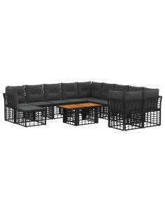 Set Divano da Giardino 12 pz Nero e Grigio scuro polyrattan 2