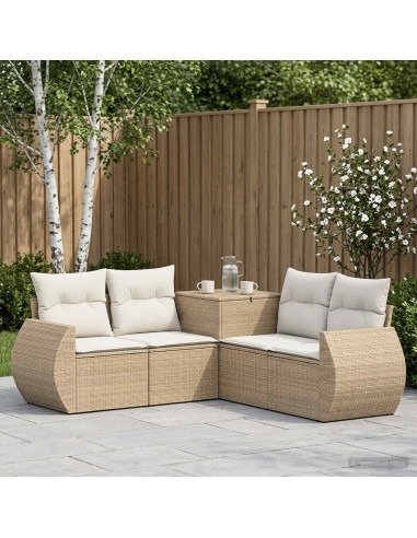 Set di divani 5 pz Beige e Bianco Crema