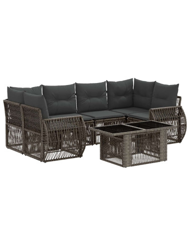 Set Divano da Giardino 7 pz Grigio e Grigio Scuro polyrattan