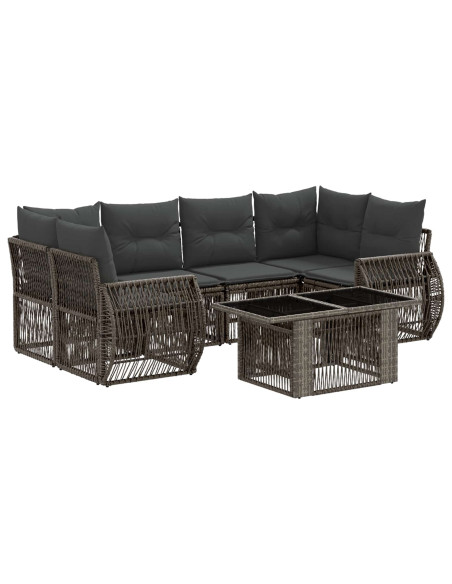 Set Divano da Giardino 7 pz Grigio e Grigio Scuro polyrattan