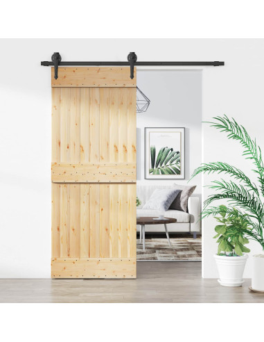 Porta scorrevole Naturale e Nero 85 x 210 cm