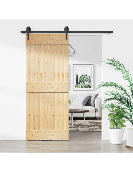 Porta scorrevole Naturale e Nero 85 x 210 cm