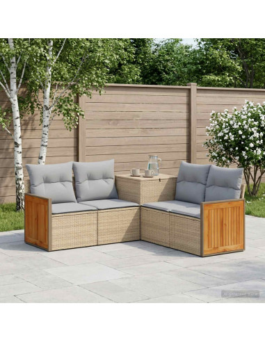 Set di divani 5 pz Beige e Grigio Chiaro