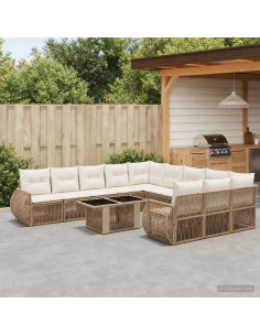 Set Divano da Giardino 12 pz Beige e Bianco Crema polyrattan