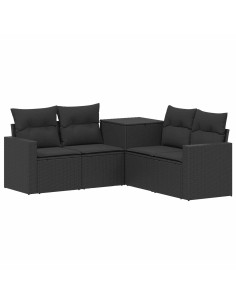 Set di divani 5 pz Nero Rattan sintetico e Acciaio 2