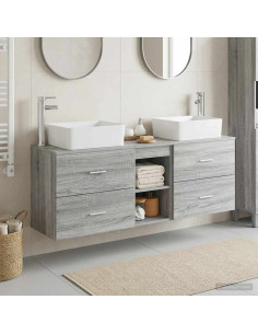 Set di Armadi da Bagno 3 pz Sonoma grigio 53 x 34,5 x 63 cm