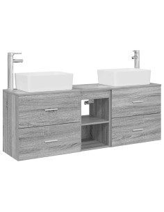 Set di Armadi da Bagno 3 pz Sonoma grigio 53 x 34,5 x 63 cm 2