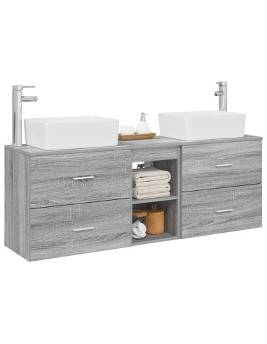 Set di Armadi da Bagno 3 pz Sonoma grigio 53 x 34,5 x 63 cm