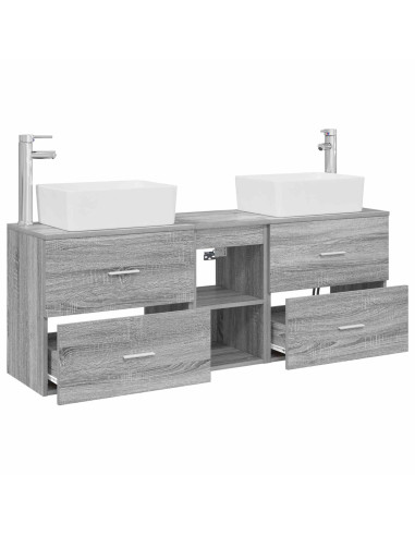 Set di Armadi da Bagno 3 pz Sonoma grigio 53 x 34,5 x 63 cm
