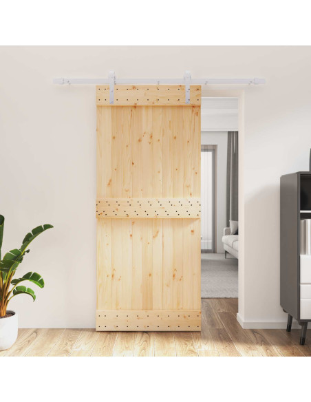 Porta scorrevole Naturale e Bianco 90 x 210 cm