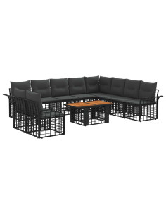 Set Divano da Giardino 11 pz Nero e Grigio scuro polyrattan 2