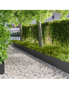 Bordura per Prato 10 pz 100 x 22 cm Acciaio Nero