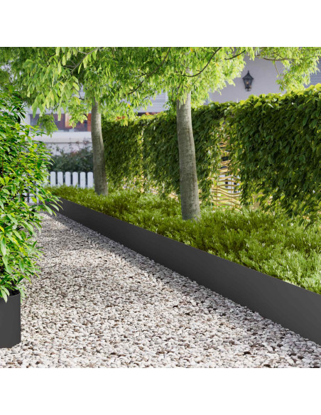 Bordura per Prato 10 pz 100 x 22 cm Acciaio Nero